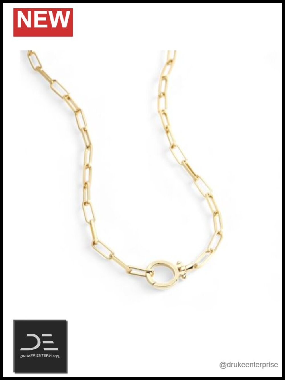 18k Gold Plated Brass Paperclip Chain Necklace for Women
